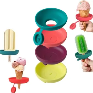 Silicone Leak-Proof Ice Cream Stand, Dual Function Cone Holder, Portable Ice Pop Mold Tray, Reusable, Dishwasher Safe, Summer Sweet Treats