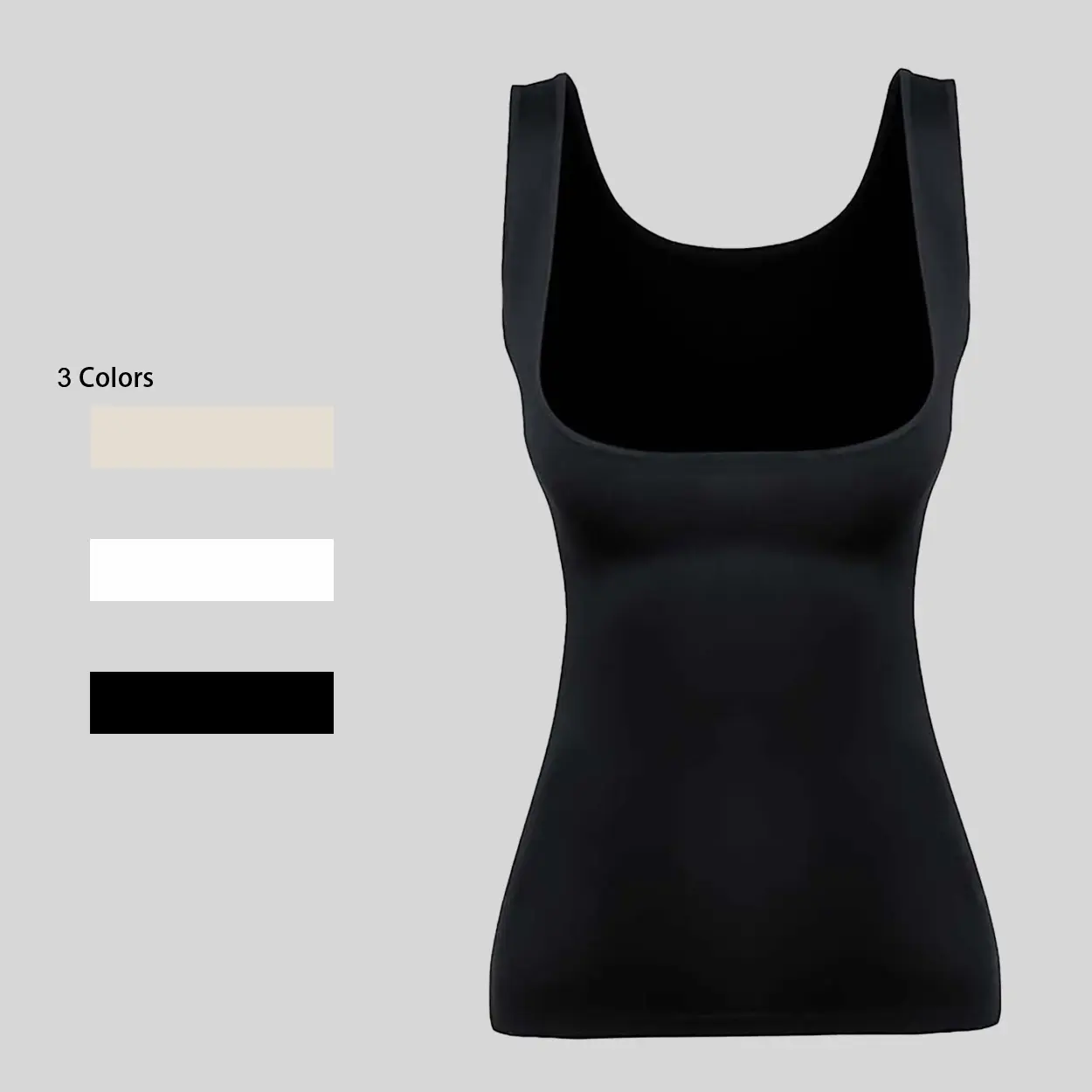 3-Piece Seamless Shaper Tank Tops for Women, Plain Fitted Body Contouring Cami with Tummy Control & Push Up Support