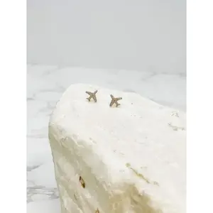 Glitzy Airplane Stud Earrings