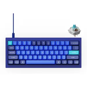 Q4 Wired Custom Mechanical Keyboard, 60% Layout QMK/VIA Programmable Macro with Hot-swappable Gateron G Pro Blue  Double Gasket Compatible with  Windows Linux(Navy Blue)