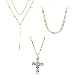 EVRY JEWELS Gold or Silver Plated Women's Icy Girl 3 Piece Bundle Bundle