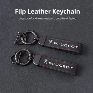 1Pcs Leather Keychain Hand-Woven Key Rope Key Ring Auto Emblem Accessories For Peugeot 5008 508 408 4008 308 3008 208 2008 Landtrek Rifter e-Expert e-TRAVELLER 301 108 608