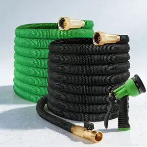 HEAVY DUTY Expandable Garden Hose – Ultra-Strong 4x Latex Core, Brass 3/4" Connectors, 10-Pattern Nozzle & Storage Bag – Lightweight, Kink-Reducing, Leak-Resistant