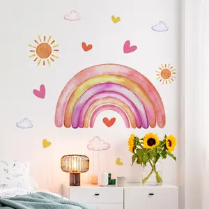 A (30*90cm) rainbow sun Cloud Shaped Design wall sticker, a self-adhesive decorative sticker Home Decor for living room, entrance hall and Bedroom Decor decoration and beautification, M18092-KL