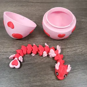 Baby Heart Snake 3D Printed Articulated Fidget Toy 7.5 Inches Length PLA Filament Stress Relief Snake Design with Optional Egg