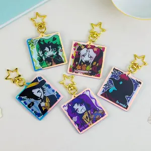 The Freak Circus Keychain, TFC Keychain, Pierrot Harlequin Jester Doctor Ticket Taker, Creepy Gothic Square Acrylic Keychains