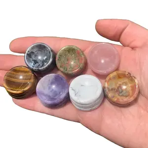 One Mini Crystal Sphere Stand | Carvings, Gemstones, Base, Lepidolite Rose Quartz Tigers Eye Unakite, Larvikite