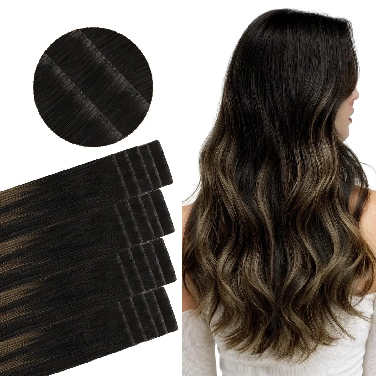 1B/6/1B-Balayage Natural Black to Chestnut Brown