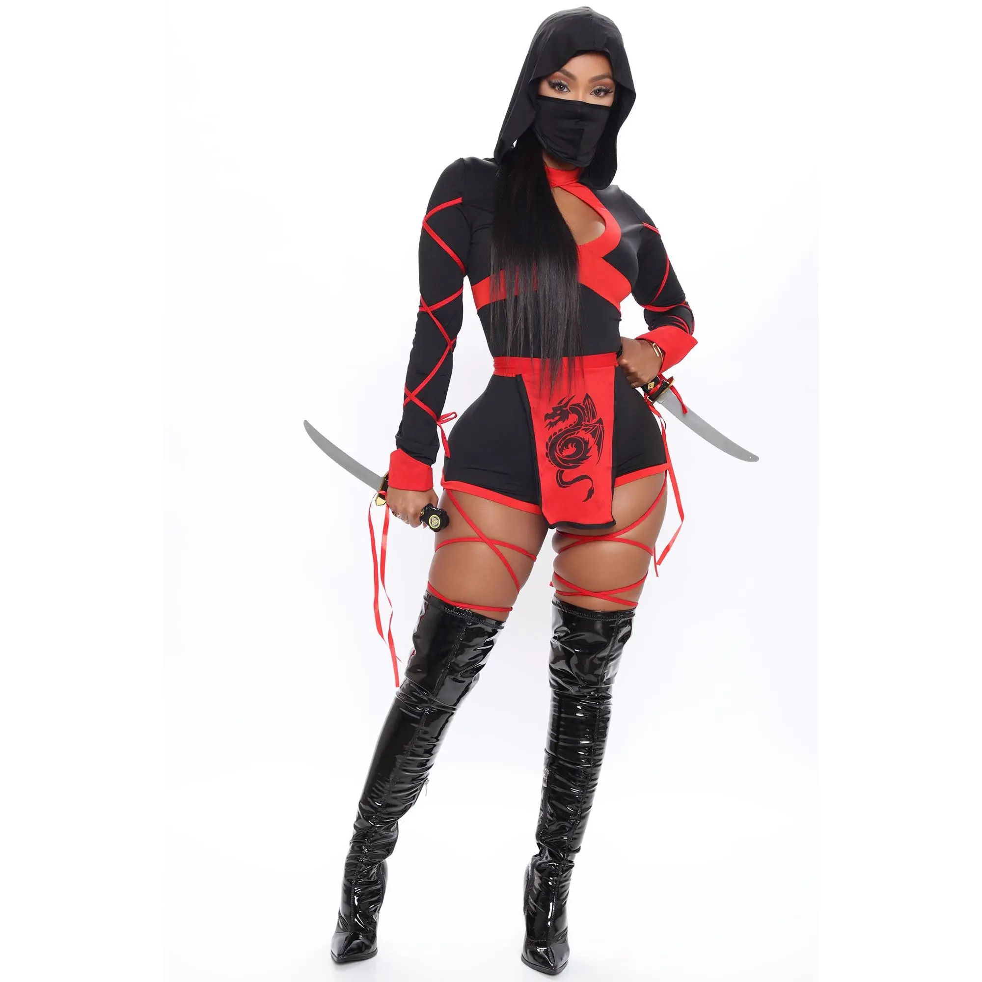 Dragon Ninja 3 Piece Costume Set - Black/Red Dragon Ninja 3 Piece Costume Set - Black/Red