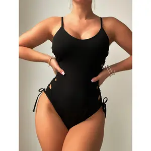 Women'S Sexy One-Piece Swimsuit Lace String Drawstring One-Piece Swimsuit Swimming