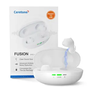 Ceretone Fusion Hearing Aids Rechargeable with Noise Cancelling (OTC), Adults Hearing Amplifiers with Advanced Noise Cancellation - Easy Volume Control with Portable Charging Case Summervibes