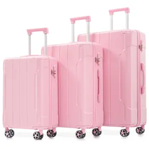 WanderLust Bags. Luggage Sets 3 Piece, Hard shell ABS Lightweight Durable Suitcases with Double Spinner Wheels 20/24/28 Inch (Pink) packing organizer travel europe dark backpack maletas lovers deals