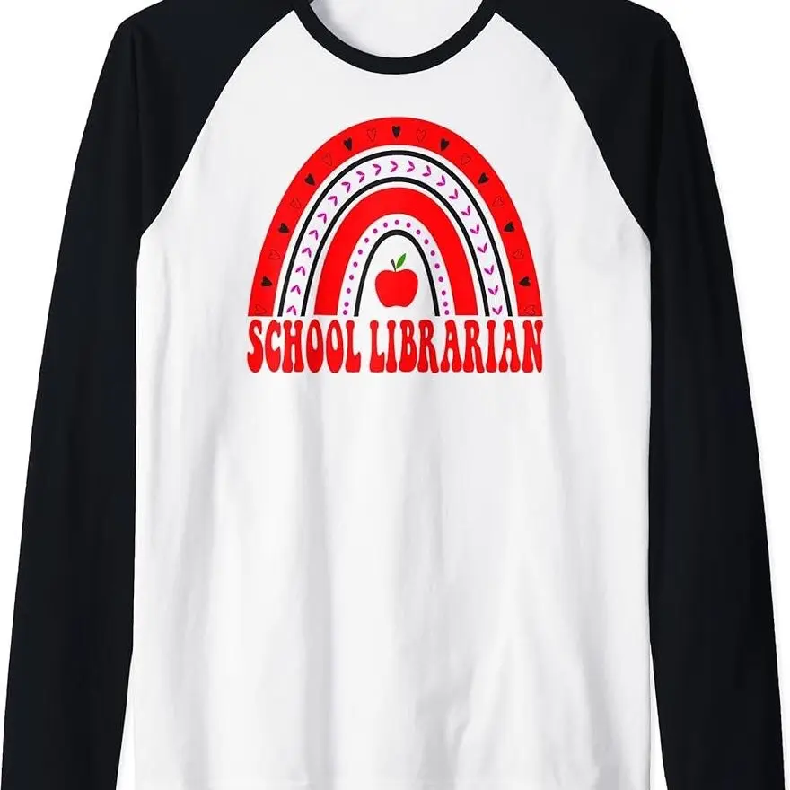 School Librarian Valentines Day Women Rainbow Appreciation Raglan Baseball Tee