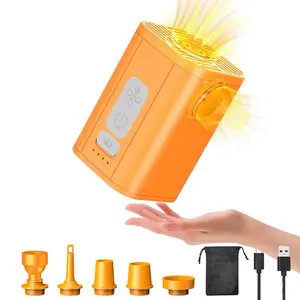 Portable Air Pump Rechargeable Ultra Light 4.9oz Air Mattress Pump with Advanced Heat Dissipation, 6 Nozzles Electric Inflator Deflate for Camping Sleeping Pads Pool Floats Vacuum Storage Bag