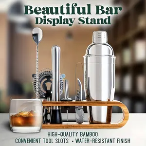 Easter 10-Piece Premium Bartender Set (includes bamboo stand) — stainless steel rooster tail shaker and mixing tool set, perfect for home bars; ideal as a housewarming gift, Father’s Day gift, men’s gift, Easter gift, and Teacher’s Day thank-you gift.