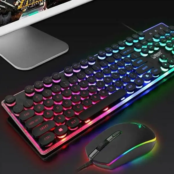 Dragon LED Backlight USB Wired Gaming Keyboard & Mouse Set with 3 DPI Levels, Ergonomic Design, High-Precision Sensor, and Multimedia Functions for Gamers