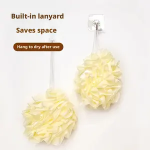 2-in-1 design, Soap bath ball, comes with soap holder and hanging rope, back scrubber and lathering net, does not fall apart when scrubbing, soft bath sponge