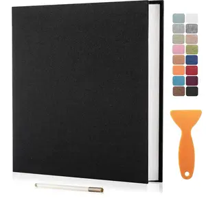 Large Photo Album Self Adhesive Scrapbook Album 4×6 5×7 8×10 Pictures DIY Magnetic Linen Cover Album 40 Pages Family Wedding Gifts with Metal Pen and Plastic