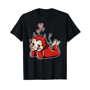 Urban Empyre Kewpie Baby Devil Cupid Love Traditional Tattoo Flash T-Shirt, Small, Black