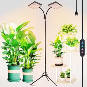 2026 2Head Grow Light with Upgrade Stand, Big Coverage Grow Lights for Indoor Large , Bonsai Tree, 4/8/12/16/20H Timer, 50 Watt Power Draw, NO Need Adapter, 24"-76" Height Adjustable