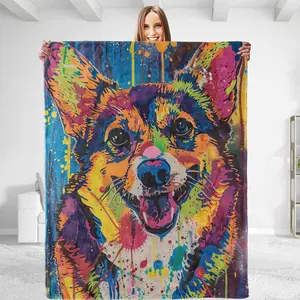 for Colorful Corgi Plush Throw Blanket - Ultra-Soft, Comfy, Lightweight, Warm, Fuzzy Flannel Blanket for Men Women for Couch, Bedroom, Travel 50in×60in