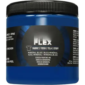 Flex Fabric Screen Printing Ink, 8-Ounce, Mineral Blue for T-Shirt and Silkscreen Printmaking