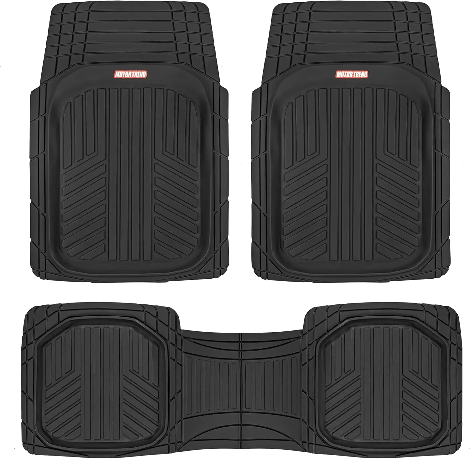 Motor Trend Car Floor Mats 3 Piece Set Rubber All Weather Protection for Car Truck SUV