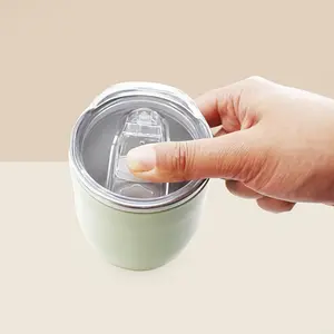 1pc, 12oz Leakproof Egg-shaped Travel Mug, Sliding Seal Lid, 304 Inner & PP Outer, Reusable Wine Tumbler