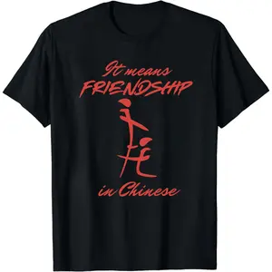 It means FRIENDSHIP in Chinese" Funny T-Shirt for Men- Casual Outfits - Menswear Crewneck-Tshirt- Top