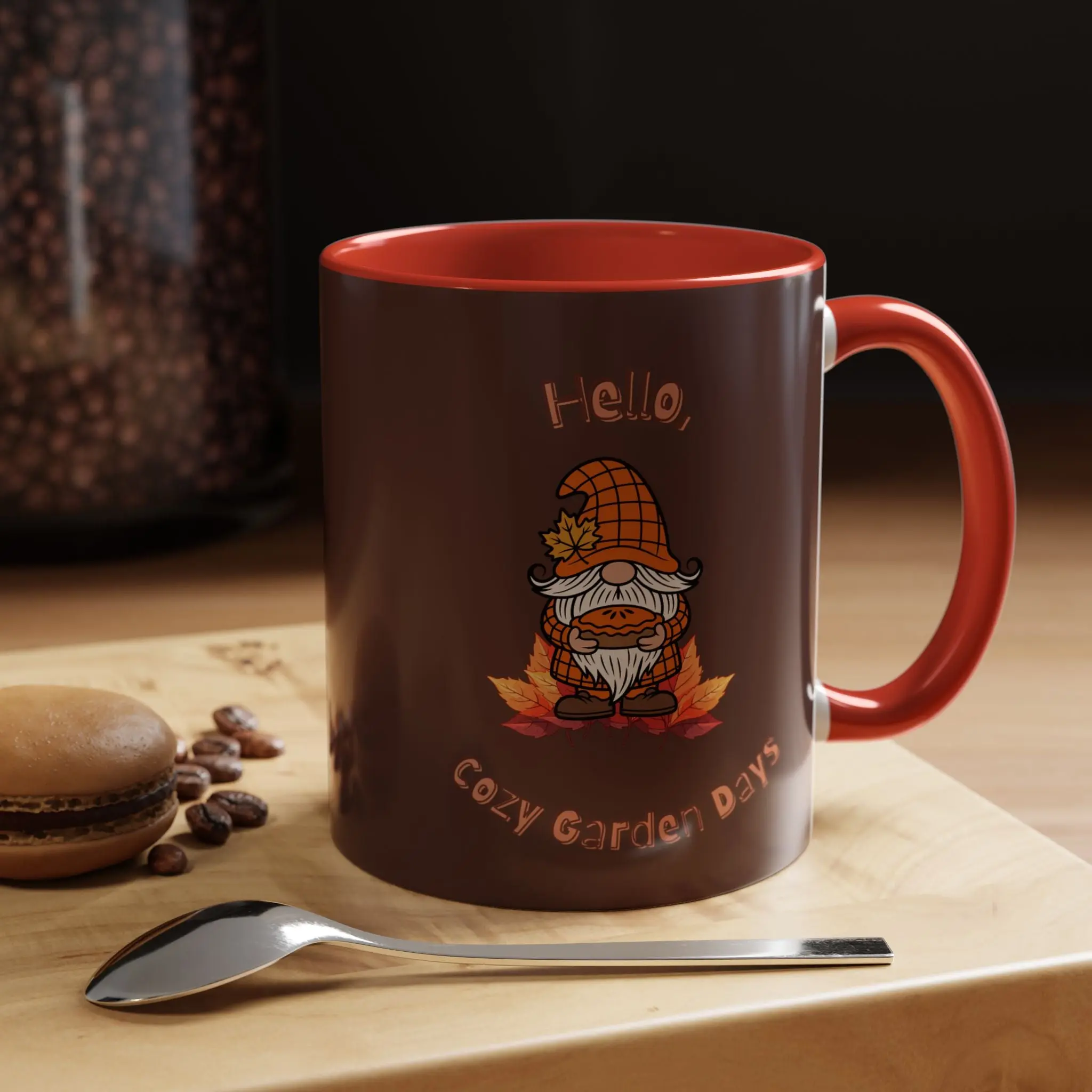 Cozy Garden Gnome Coffee Mug – "Hello, Cozy Garden Days" Accent Mug
