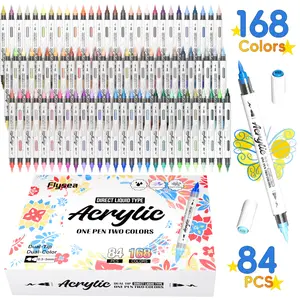 24/48/72/96/120/168 Colors Acrylic Paint Pens,Dual Tip Brush Markers, Dual Tone Brush Tip Acrylic Markers,Double Tipped Acrylic Paint Pens for Fabric, Canvas,DIY, Canvas Art Supplies, Diy Painting Supplies, Art School Supplies, Coloring Supplies