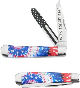 Old Ram Folding Pocket Knife - 3-in Trapper Style Stainless Steel Blade, 4-in Acrylic Handle With Silver Bolster Gentleman's Knife OR-5371