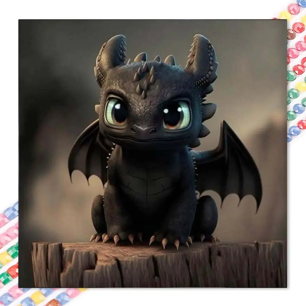 1 DIY diamond painting kit, 5D diamond art set, DIY decoration, cute little dragon diamond painting kit full round drill, mosaic, diamond art, DIY art home decoration, Handicraft, suitable for Christmas, DIY Craft Supplies