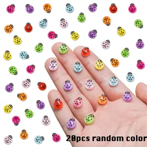 20 Pieces Colorful Mini Ladybug Decor for Crafts, Dollhouse Miniature Tiny Ladybugs, Fairy Garden Dollhouse Micro Landscaping Decoration