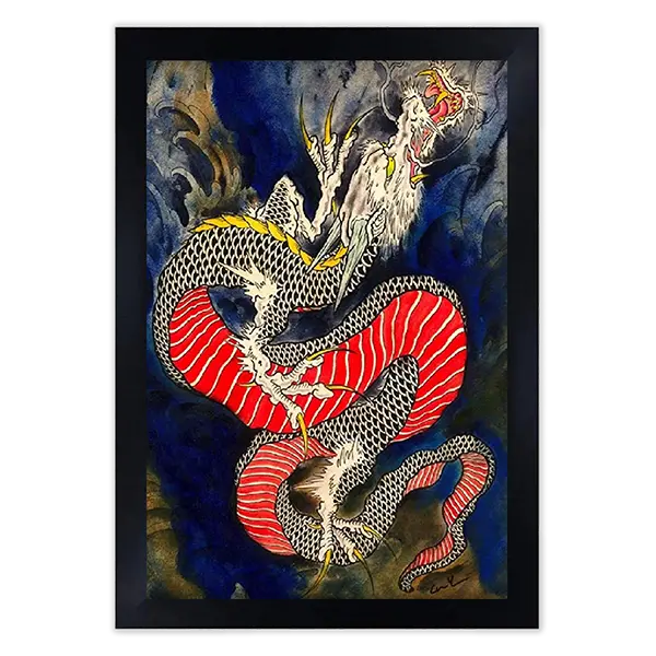 Rising Dragon -  Dragon Art Print Japanese Tattoo Art Dragon Unframed or Framed Art Print Art by Clark North