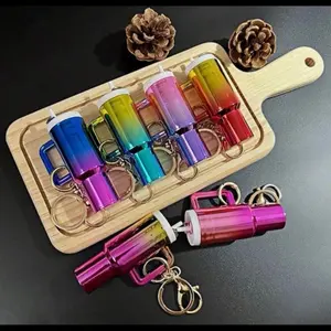 One Piece random color Keychain Cup - Rainbow Gradient Design, Portable Drink Holder, Keychain Accessory, Perfect for On-the-Go Use