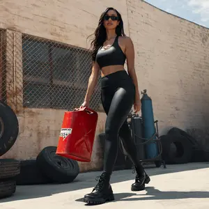 FIRM ABS Race Queen Faux Leather Set – High-Shine, Curve-Sculpting, Street-to-Gym Style​