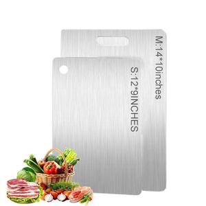 stainless steel double sided chopping board, 1 count modern cutting food board, kitchen gadgets chopping board for meat & vegetable, kitchen cooking accessories, kitchen supplies, kitchenware