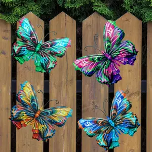 Set of 4 Iron Art Butterfly Wall Decor — Indoor & Outdoor Garden Hanging Ornaments