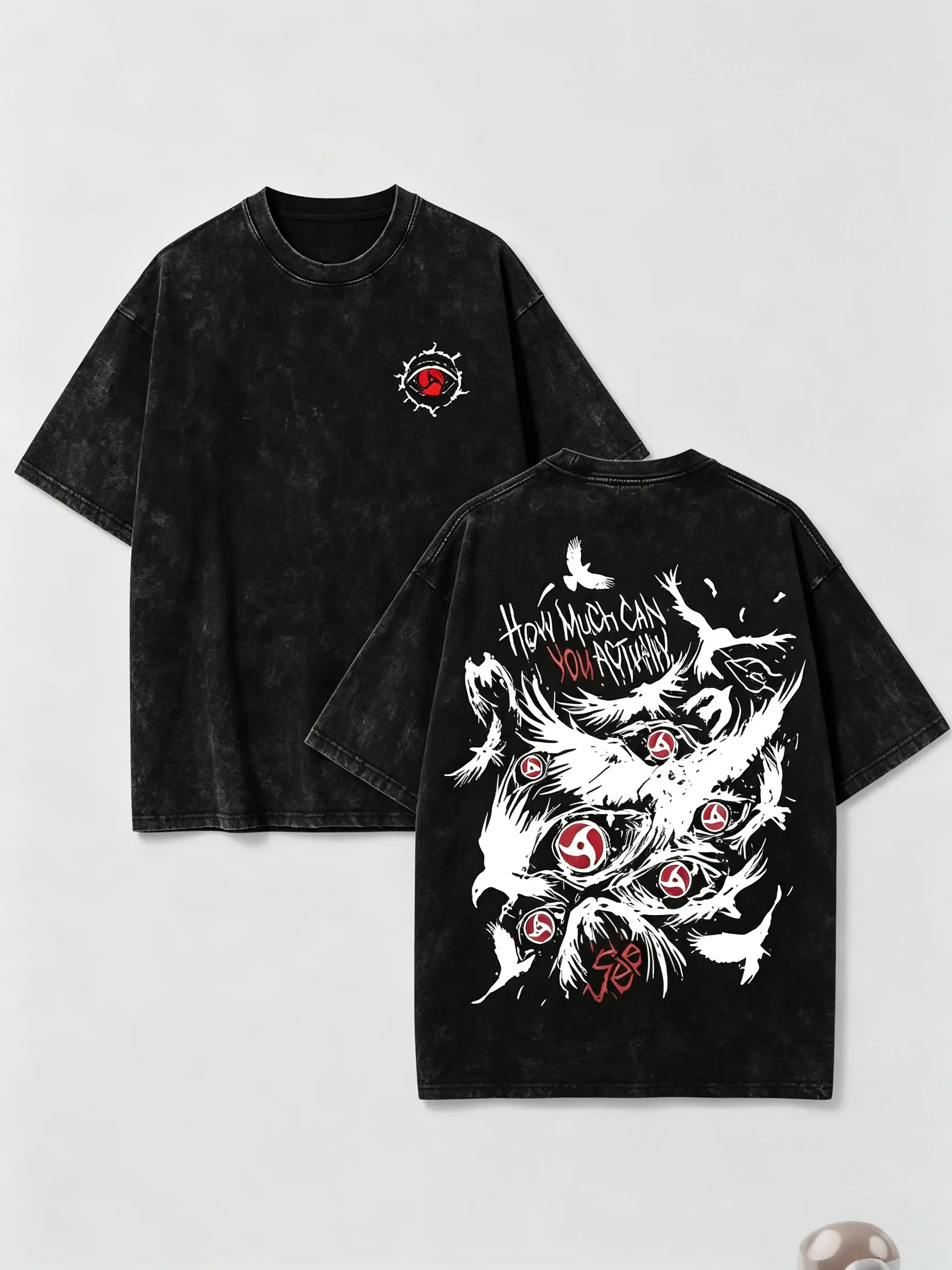 Retro Heavy Uchiha Itachi Character Naruto Anime Tee Hoodie Menswear Top Unisex Mineral Anime Manga Washed Heavy Cotton T-shirt, Gift For Anime Fan, viral tiktok shirt casual slim-fitting streetwear f graphic day