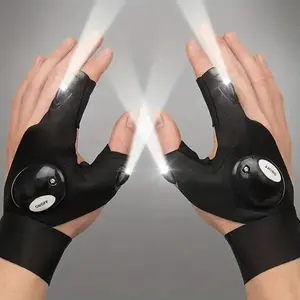 Holiday gift (from daughter, wife, son, or girlfriend): Men’s LED flashlight gloves; a gift for husband, dad, grandfather, or boyfriend; cool gear for camping, fishing tools, and automotive repair spotlight use, perfect gift for men.