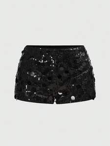 Women's sequin punk mini sexy fashionable ultra-low-rise fitted micro shorts, suitable for summer beach, graduation ceremonies, Easter concerts, Nashville vacations, music festivals, and other occasions. Beachwear