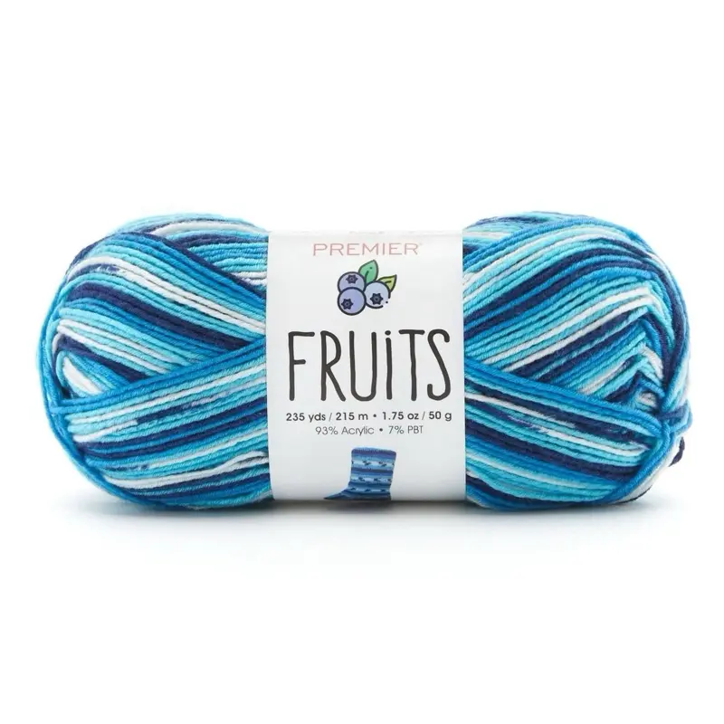 Premier Fruits Yarn - 3 Skeins of Blueberry Color