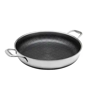 Livwell Diamond Clad 14" Hybrid Nonstick Stainless Steel Everything Pan: Tri Ply, Oven & Dishwasher Safe, 6.65 Qt