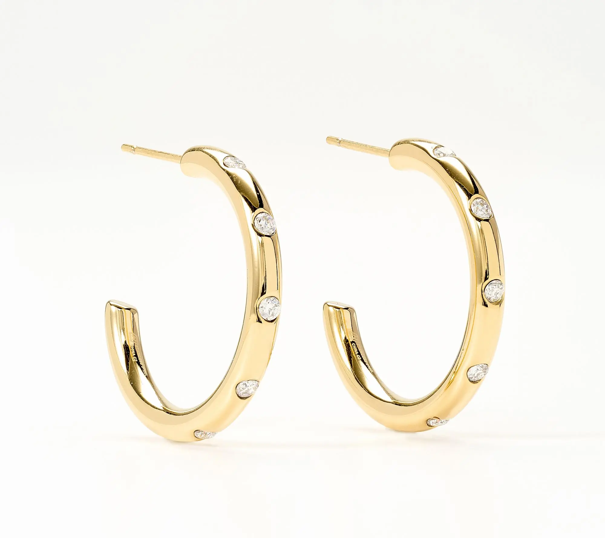 Steel by Diamonique Sparkle 1" Hoop Earrings