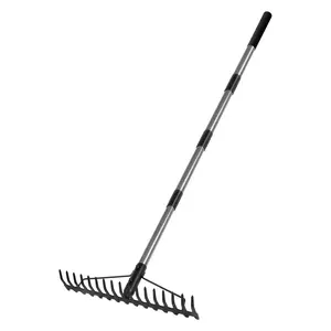 5.4FT Bow Rake Heavy Duty Garden Rake with Stainless Steel Handle, 17 Steel Tines Garden Tool for Loosening Soil Gathering Leaf Leveling Lawn Farming Land Management Yarn Thatch Rakes