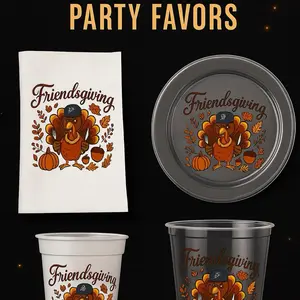 Custom Friendsgiving Dinner Party Set | Personalized Cups, Plates & Napkins | Thanksgiving Table Decor