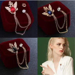 3PCS Collar Lapel for Men Shirt Decoration, Men'S Brooch Suit Pin Badge, Metal Clips, with Chains Buckle Chain, Women Tuxedo Tie Hat Scarf work costume vampire