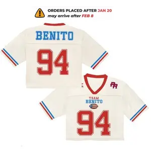2 Sides Benito Crop Top Football Jersey, Puerto Rico Flag Crop Top Football Jersey Shirt, Gift for Her Women