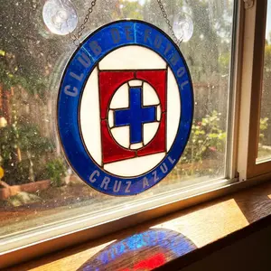 Acrylic Suncatcher Cruz Azul Club Logo, Suncatcher, Soccer Fan Gift, Sports Home Accent, Boho Rainbow Decor, Man Cave & Bar Spaces